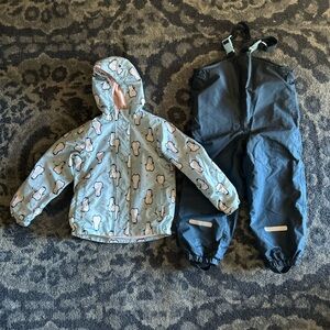 Children's Blue and Pink Penguin Winter Wear